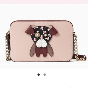 Kate Spade Crossbody Bag purse dog dogs graphic logo pink NWT